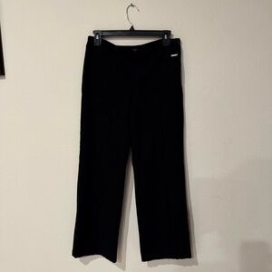 T Tahari Flat Front Pants Solid Stretch Ponte Wide Leg Office Black Women’s 10
